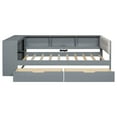 thumbnail image 5 of Twin Size Daybed with Charging Station, Built-in Desk, Under-Bed Drawers and Storage Shelves, Wood Twin Size Platform Bed with Upholstered Headboard for Bedroom, Gray, 5 of 9
