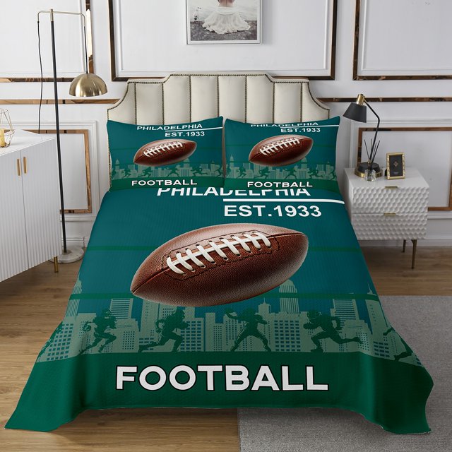 Erosebridal Ensembles de Couette de Soccer Américain pour Lit Simple, Ensemble de Lit de Soccer Rétro, Décoration de Joueur de Rugby