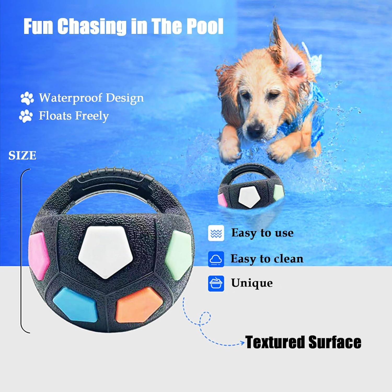 Dog Calming Ball with Handle, Interactive Chew Toy with Squeaking Sound for Anxiety Relief, Durable Rubber Fetch Toy