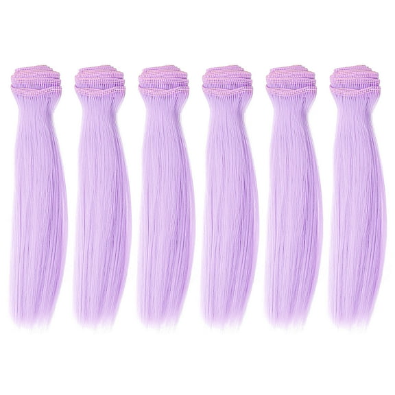 Uxcell 15cm Doll Hair Wefts, 6Pcs Synthetic Straight Hair Doll Wigs, Light Purple