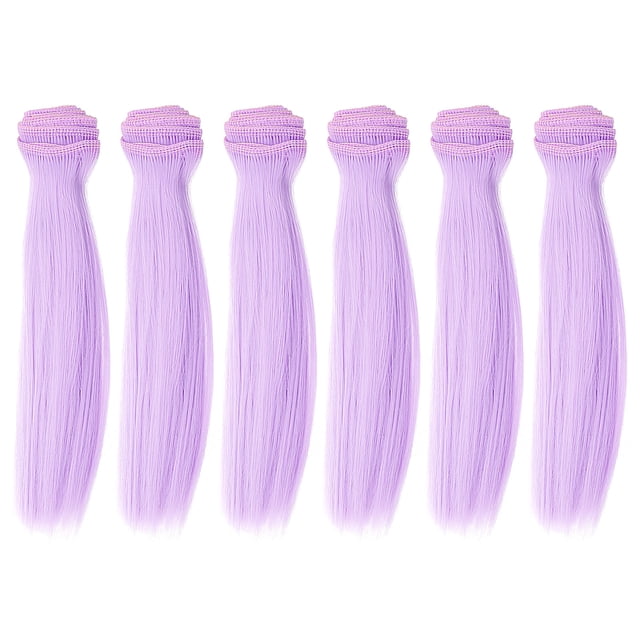 Uxcell 15cm Mechas de Cabello para Muñecas, 6Pcs Pelucas de Cabello Sintético Lacio, Púrpura Claro
