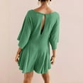 thumbnail image 5 of HXWCHs Women's Floral Jumpsuit, Women's Casual Loose Fit Short Sleeve Romper Jumpsuit Dress Featuring Convenient Side Pockets M Light Green, 5 of 8