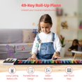 thumbnail image 3 of 49-Key Roll-Up Piano with Built-in Lithium Battery, Foldable Soft Keyboard, Entry-Level Keyboard Instrument, Kid's 49-Key Flexible Roll-Up Educational Electronic Digital Music Piano Keyboard, 3 of 7