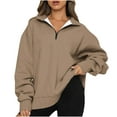 thumbnail image 2 of Womens Oversized Sweatshirt Half Zip,Women's Causal 1/4 Zip Drop Shoulder Long Sleeve Collar Sweatshirts Solid Color Loose Pullover Workout Tops, 2 of 8