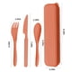 thumbnail image 3 of Juego de cubiertos de paja de trigo | 3 piezas de cuchillo, tenedor y cuchara para niños y camping | Utensilios de viaje portátiles con estuche | Vajilla de plástico ecológica para almuerzos, 3 of 9
