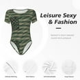thumbnail image 6 of Fotbe Women Short Sleeve Bodysuit Round Neck Jungle Green Camo Usa Flag Bodysuit For Women Round Neck Scoop Neck Long Sleeve Stretch Tops Jumpsuit-Medium, 6 of 9
