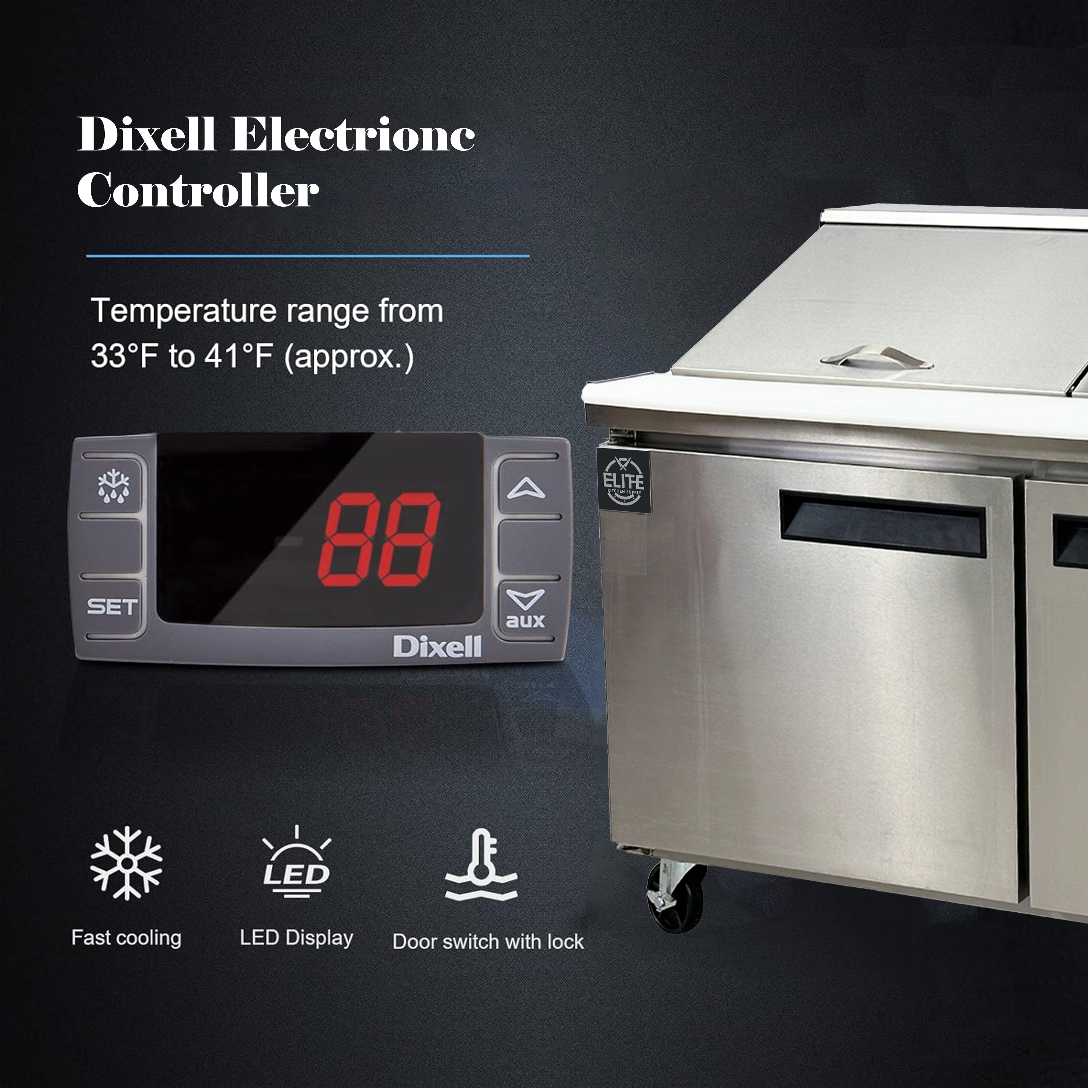 NSF 60” Mega Sandwich Prep Table Refrigerator, 18 cu.ft., 2 Door, Stainless Steel, R290 Refrigerant, ETL Certified