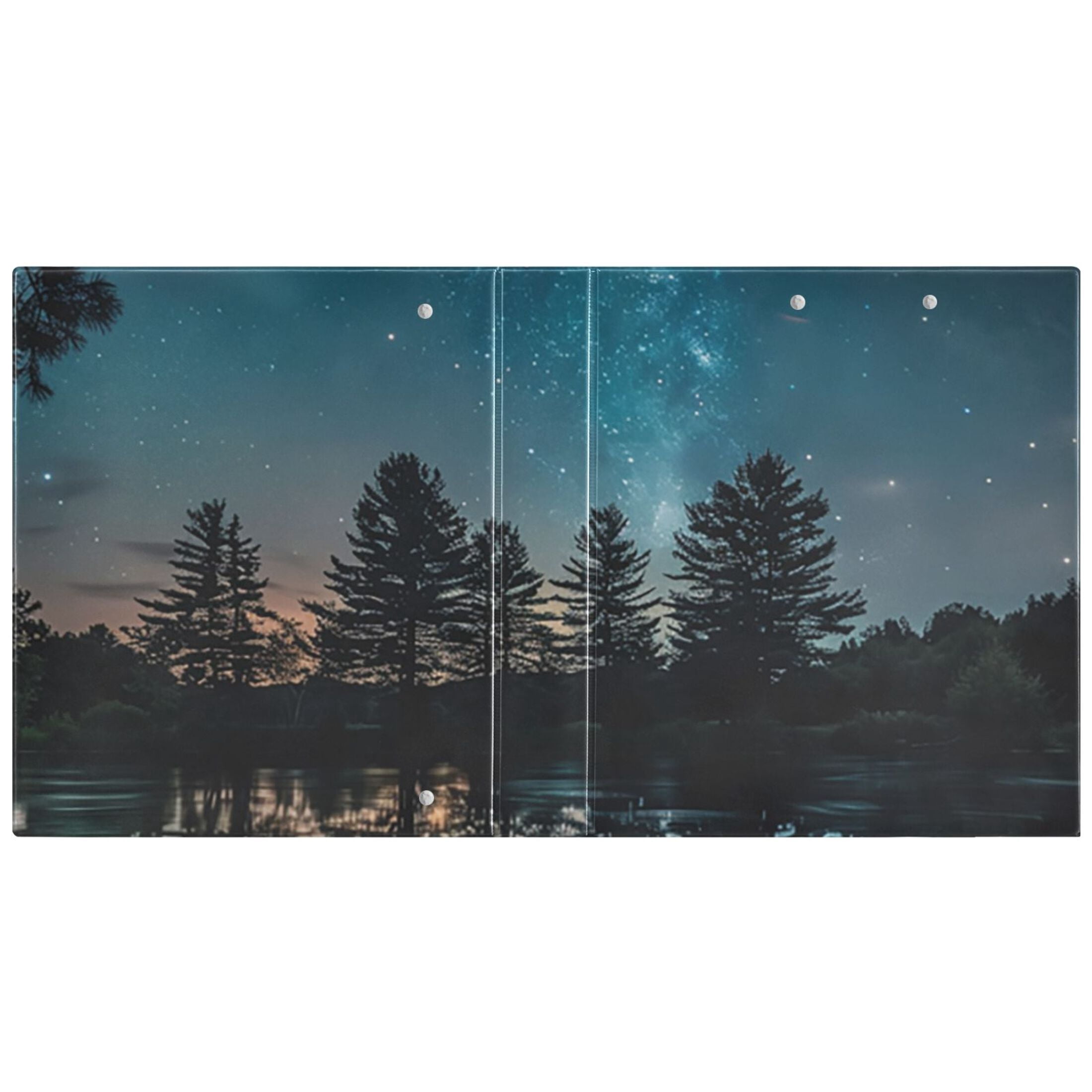 Strarry Sky Lake 3 Ring Binders 1.5 inch Hardcover File Folders with Interior Pockets A4 Size Organizer for School Office Hospital