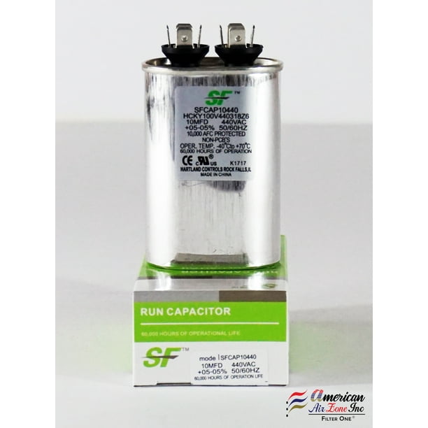 TRANE SF Run Capacitor 10 MFD (MicroFarad) 370/440 Volts (1 Pack