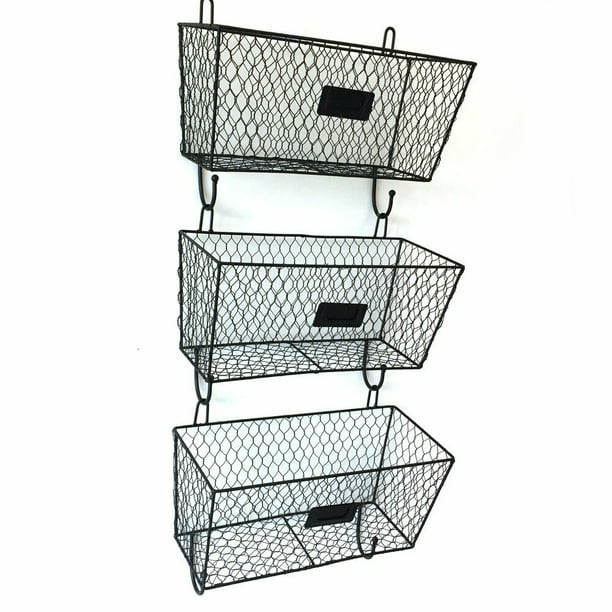 3 Pcs Metal Wire Basket Wall Mount, Metal Storage Shelves With Baskets