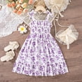 thumbnail image 5 of Huowey Toddler Kids Girls Floral Sundress Smocked Sleeveless Spaghetti Strap Ruffled Pleated High Waist Flower Print Tiered A-Line Dresses Stylish Mid Dress For Party Beach,Purple,7-8 Years, 5 of 5