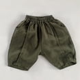 thumbnail image 2 of Baby Girl Pants Kids Breathable Slim Quarter Pants Casual Unisex Dark Green 6-12 Months, 2 of 6