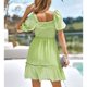 thumbnail image 4 of Vestido corto de manga abombada para mujer, vestido fruncido de Color puro elegante informal a la moda para trabajo de oficina, 4 of 7