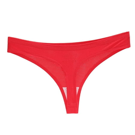 

Odeerbi Rollback Womens Underwear Seamless Thongs Solid Color Lingerie Panties Underpants Panties Red