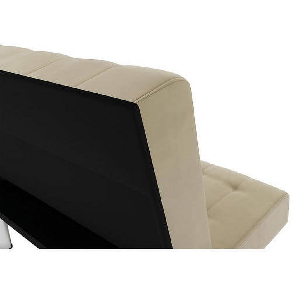 DHP Emily Convertible Futon Sofa Couch, Beige Velvet