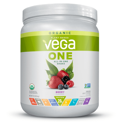 Vega One Organic All-in-One Plant Protein Powder, Berry, 20g Protein, 12.1oz