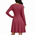 thumbnail image 5 of Xdegoge Knit Ribbed Dress for Women Long Sleeve A Line Midi Dresses with Crew Neck and Fitted Waist, Casual Office Wear, 5 of 7