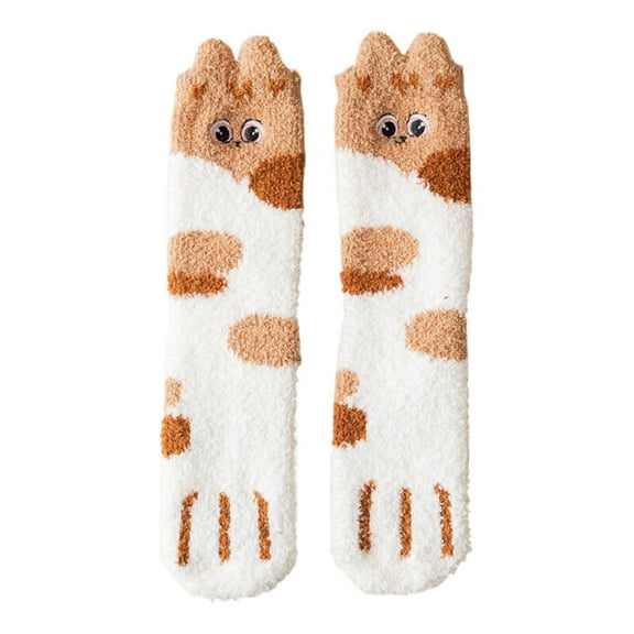 Socks for Men and Women Fashion Fuzzy Cat Fluffy Cozy Slipper Winter Sleeping With Cat Pattern Girls Gifts Soft Breathable Casual Socks