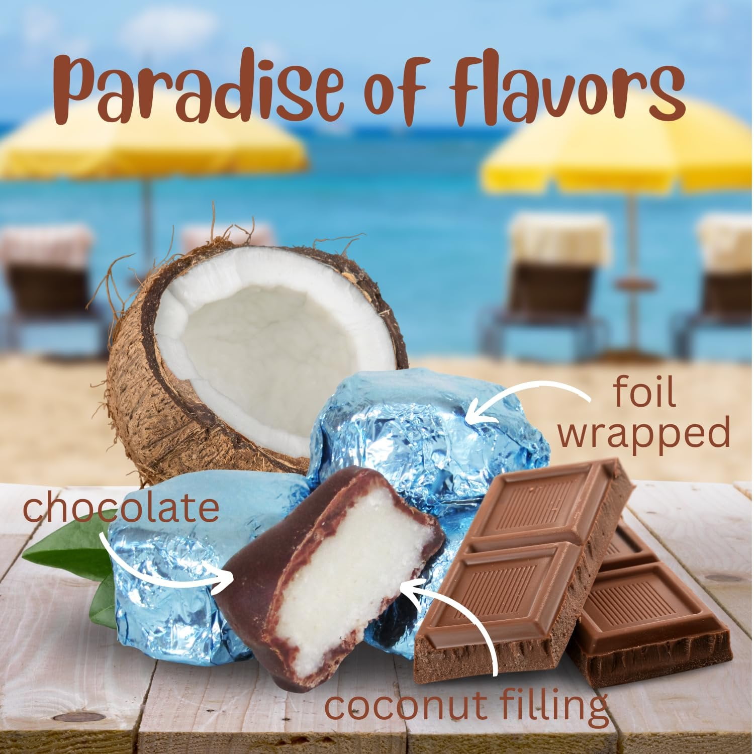 Gourmet Chocolate Coconut Cremes by It's Delish, 2 Lbs Bulk Bag  Fancy Individually Foil Wrapped Chocolates with Coconut Cream  Certified Kosher Parve, Gluten Free, Non-Dairy