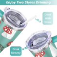 thumbnail image 5 of 40oz Colorful Botanical Mushroom Stainless Steel Flip Straw Tumbler Spill Proof Travel Cup Double Wall Vacuum Insulated Coffee Mug with Top Handle, 5 of 6