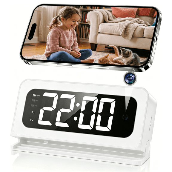 2K Alarm Clock Camera, 5G&2.4G WiFi Baby Camera, Wireless Indoor Camera for Home Security, Color Night Vision, Two-Way Talk, AI Motion Detection