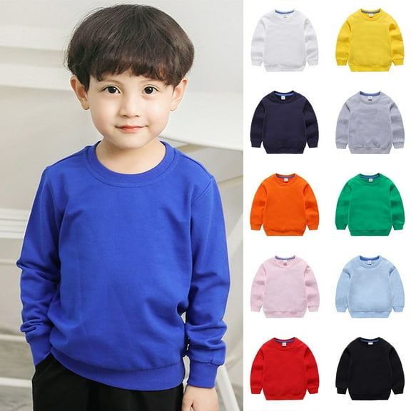 Kiijoy Toddler Boys Sweatshirt Unisex Solid Color Crewneck Pullover Sweatshirt, Sizes 3-4