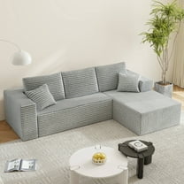 Madevos 105.7" Modular Sectional Sofa,L-Shaped 3-Seat Couch with 5 Pillows,Right Chaise,Light Gray,2-Box Delivery