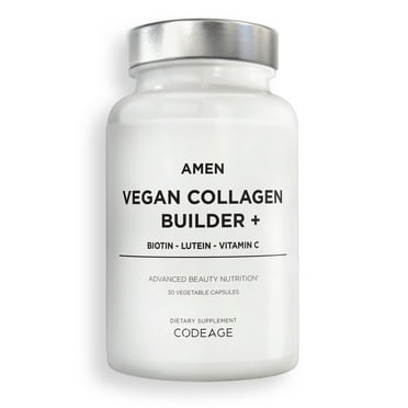 Amen Vegan Collagen Builder  , Organic Whole Foods, Vitamin C, Biotin, L-Lysine, L-Proline, 30 ct