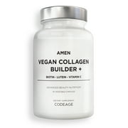 Amen Vegan Collagen Builder +, Organic Whole Foods, Vitamin C, Biotin, L-Lysine, L-Proline, 30 ct