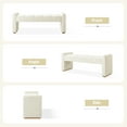 thumbnail image 6 of 55" Bench Upholstered Chenille Fabric Bed Foot Stool Accent Footrest Wood Legs Entryway Hallway Living Bedroom White, 6 of 9