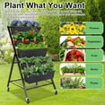 thumbnail image 6 of Homdox 4FT Vertical Garden Bed, 5 Tiers Vertical Raised Garden Planter, 25.6 * 26 * 48Inch Garden Raised Bed with 4 Hooks & 4 Wheels, Vegetable Flower Planter Raised Stand, Black with Storage Rack, 6 of 15