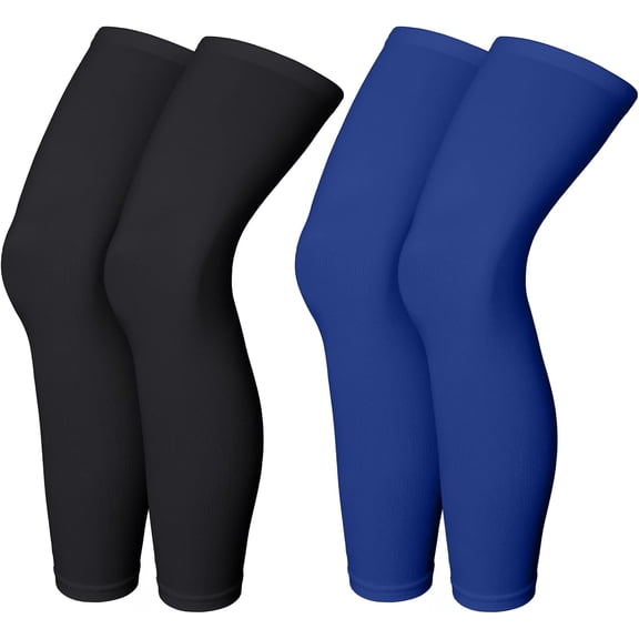 2 Pairs Compression Leg Sleeve Full Length Leg Sleeves Sports Cycling Leg Sleeves for Men Women, Running, Basketball