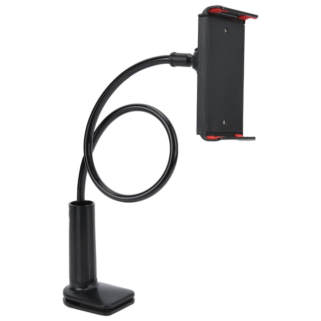 Soporte de cuello de cisne ajustable para transmisión en vivo con clip para guitarra, bajo y auriculares (negro)