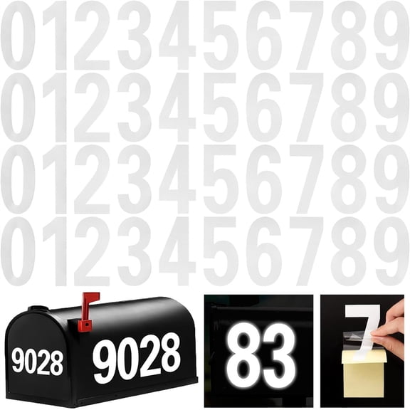 Tutuviw 2 Inch 5 Sets Reflective Mailbox Numbers for Outside,Silver Decal Die Cut Classic Style Vinyl Waterproof House Numbers for Mailbox Strong Self Adhesive(Number 0-9)