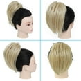 thumbnail image 3 of Messy Bun Hair Piece Claw Clip in Hair Buns Hair Piece for Women Straight Short High Ponytail Extension Tousled Updo Faux Hair Bun Scrunchies for Women and Girls (Pale Blonde), 3 of 6
