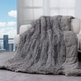 thumbnail image 2 of Uttermara Weighted Blanket 20lbs for Adults, Super Soft Plush Fleece and Sherpa Blanket, Shaggy Long Fur Throw Blankets, 60"x80" Gray, 2 of 9