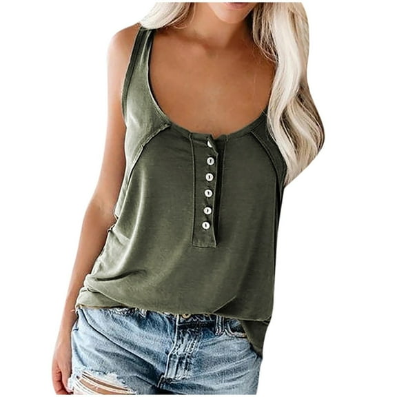 QLEICOM Summer Tank Tops for Women Loose Fit Pleated Square Neck Sleeveless Tops Curved Hem Flowy Basic Cami Top Slim Vest Army Green XXL, US Size 12