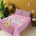 thumbnail image 2 of Ambesonne Emoji Fitted & Top Sheet Set with Sham, 90s Letters Candy and Face, Soft Pink Yellow and Eggshell, 2 of 5