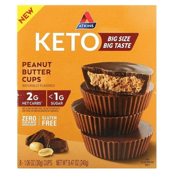 Atkins, Peanut Butter Cups, 8 Cups, 1.06 oz Pack of 3