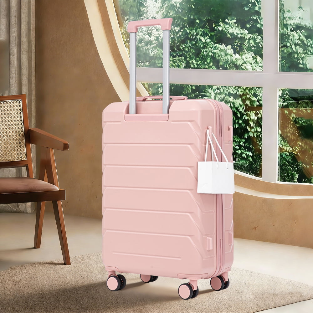 28 Inch ABS Hard Shell Large Travel Checked Luggage - Scratch Resistant Surface Four Multi-Directional Wheels,  With Combination Lock and Side Hooks .(Silver)