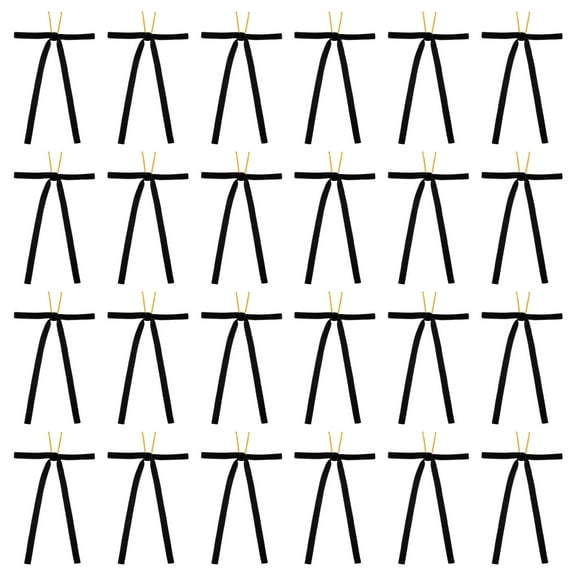 Velvet Bows, 24 Pcs Velvet Ornaments Ribbon Gift Bows Vintage Wreath Bow Black (3/8" Width, 5x7 Inch)