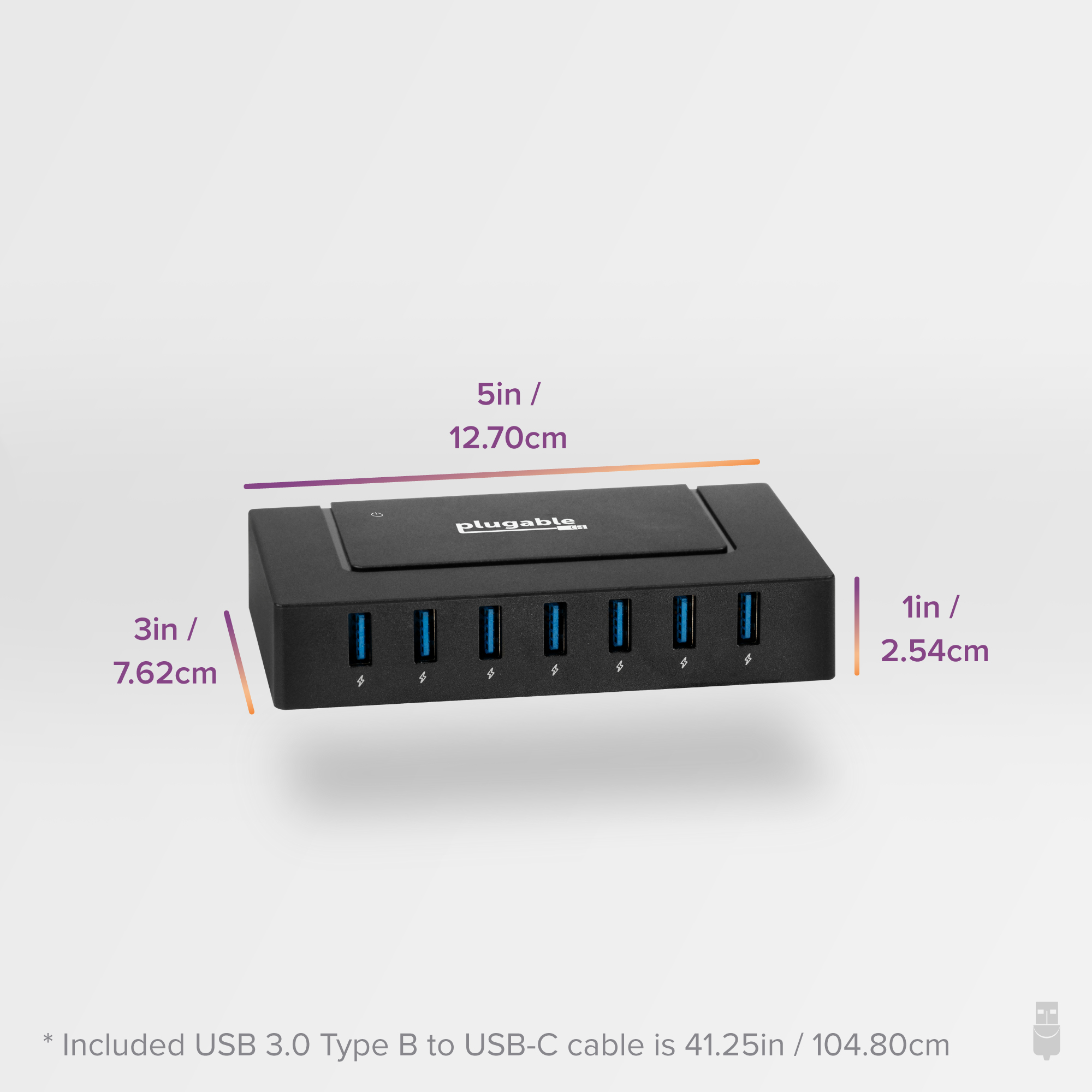 Plugable 7-in-1 USB Powered Hub for Laptops with USB-C or USB 3.0 - USB Power Station for Multiple Devices and USB Data Transfer with a 60W Power Adapter - image 5 of 9