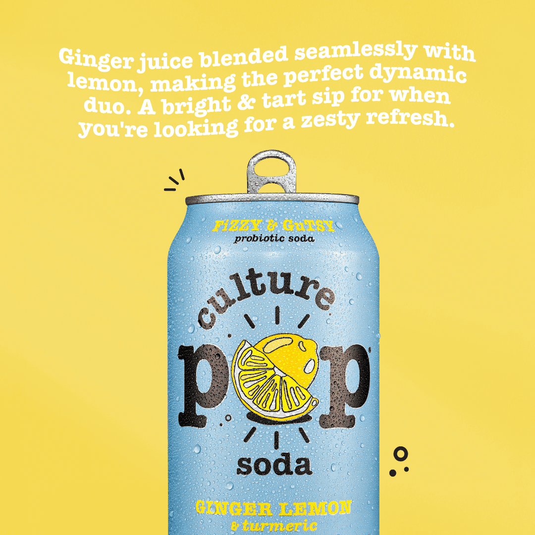 YES CD13枚 ウォーターフォールBOX【ほぼ新品】 Culture Pop Soda Sparkling Probiotic Drink, Ginger Lemon, 12 Pack