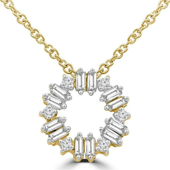 Majesty Diamonds MDR210052 0.25 CTW Baguette Diamond Circle Necklace in 14K Yellow Gold