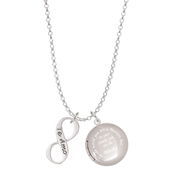 Delight Jewelry Te Amo Infinity Sign To the World You are a Mother Locket Necklace