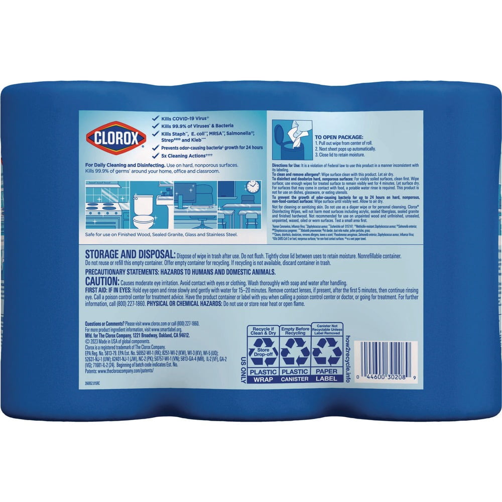 7 in. x 8 in. 1-Ply Bleach Free Cleaning Disinfecting Wipes - White Fresh Scent/Citrus Blend (4 Packs/Carton)