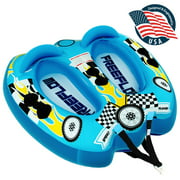 Watersports Inflatable Towable Booster Tube - Two Person Water Boating Float Tow Raft, Inflatable Pull Boats/Tubes/Towables w/ Dual Seats, PVC Bladder, Foam Pad, Nylon Handles - SereneLife SLTOWBL10