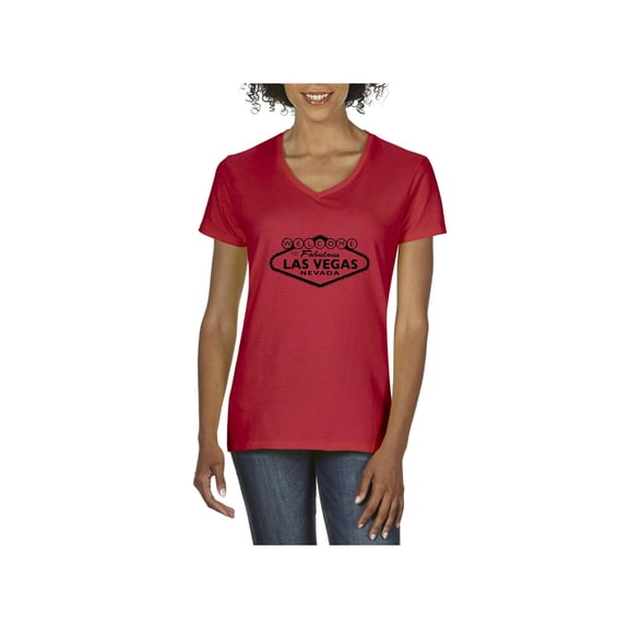 Women's T-Shirt V-Neck Short Sleeve - Welcome to Las Vegas Nevada