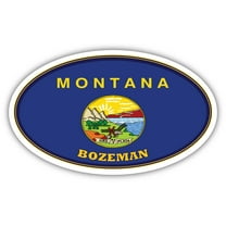 Bozeman City Montana State Flag | MT Flag Gallatin County Oval State Colors Bumper Sticker Car Decal 3x5 inches