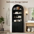 thumbnail image 4 of Vividwood Farmhouse 6-Tier Arched Bookshelf Bookcase with Doors Tall Storage Cabinet, Black, 4 of 8